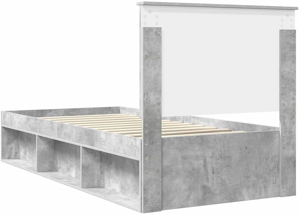 Lova Lovos rėmas Betono pilka 90 x 190 cm Kietos pušies mediena