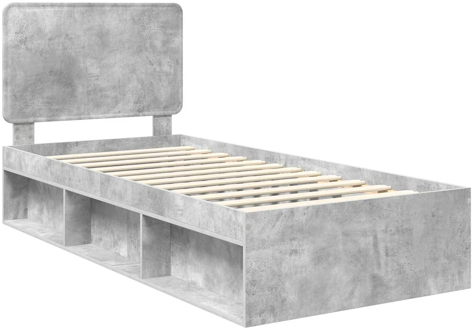 Lova Lovos rėmas Betono pilka 90 x 190 cm Kietos pušies mediena