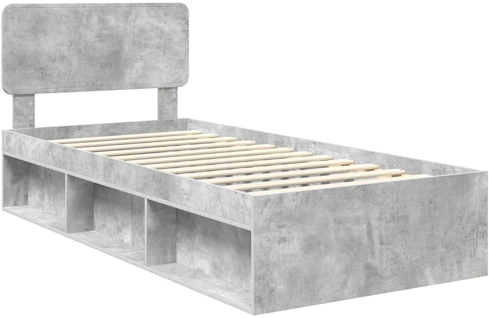 Lova Lovos rėmas Betono pilka 90 x 190 cm Kietos pušies mediena