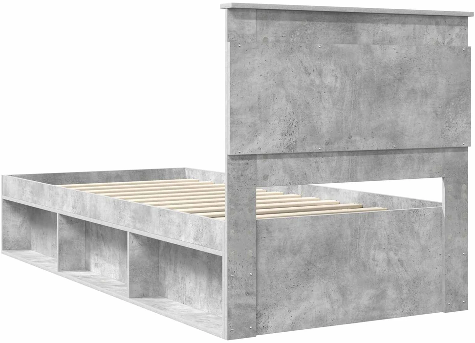 Lova Lovos rėmas Betono pilka 90 x 190 cm Kietos pušies mediena