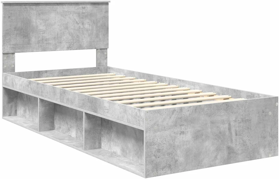 Lova Lovos rėmas Betono pilka 90 x 190 cm Kietos pušies mediena