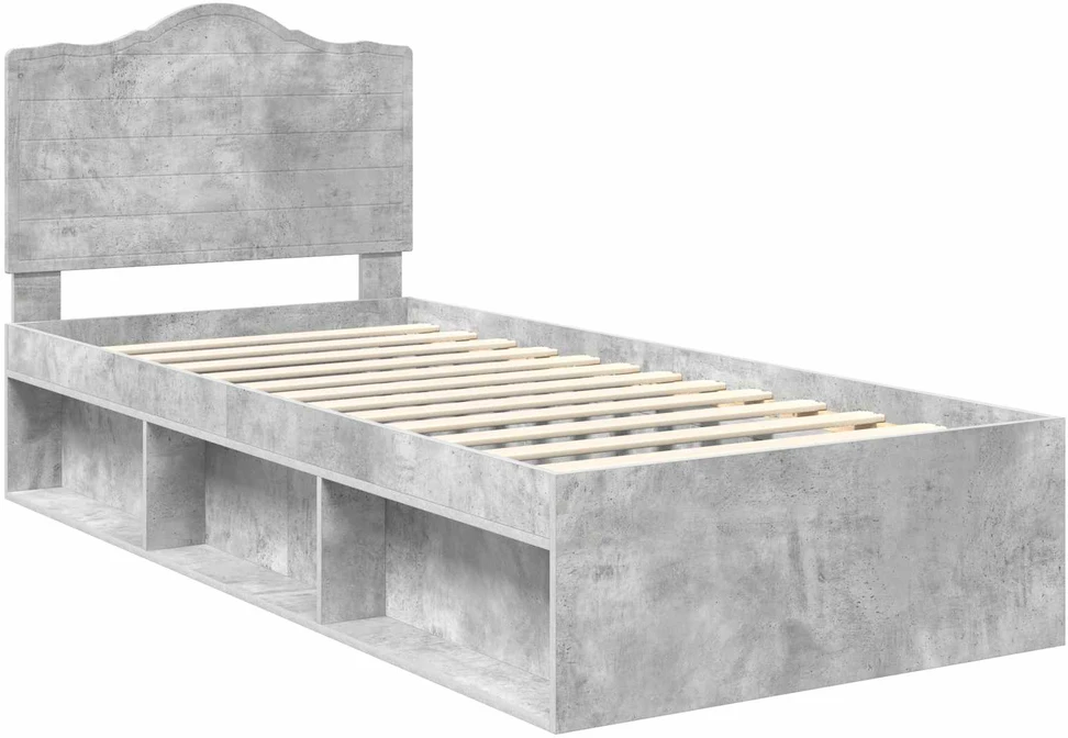 Lova Lovos rėmas Betono pilka 90 x 190 cm Kietos pušies mediena