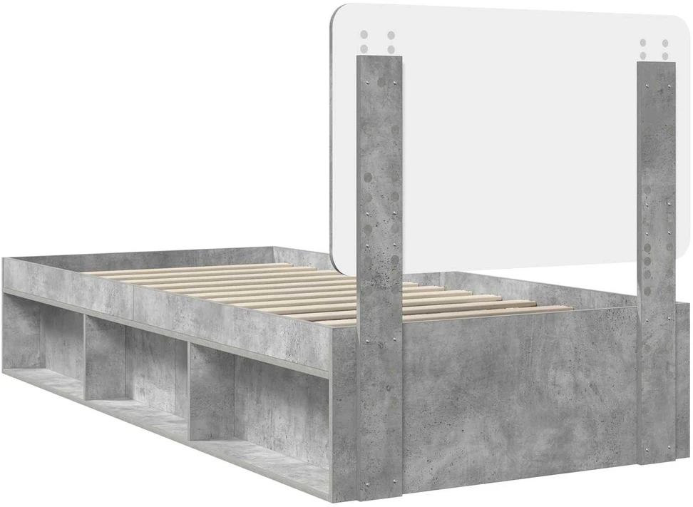 Lova Lovos rėmas Betono pilka 90 x 190 cm Kietos pušies mediena