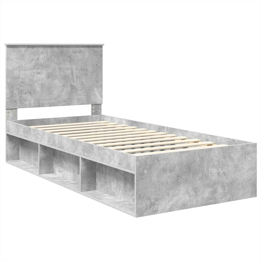 Lova Lovos rėmas Betono pilka 90 x 190 cm Kietos pušies mediena
