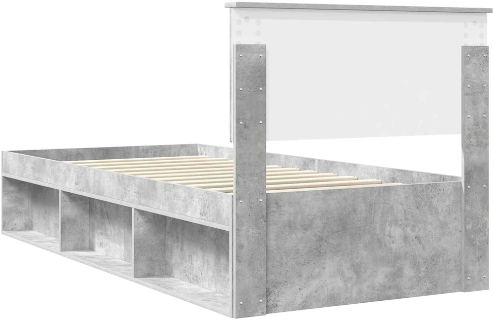 Lova Lovos rėmas Betono pilka 90 x 190 cm Kietos pušies mediena