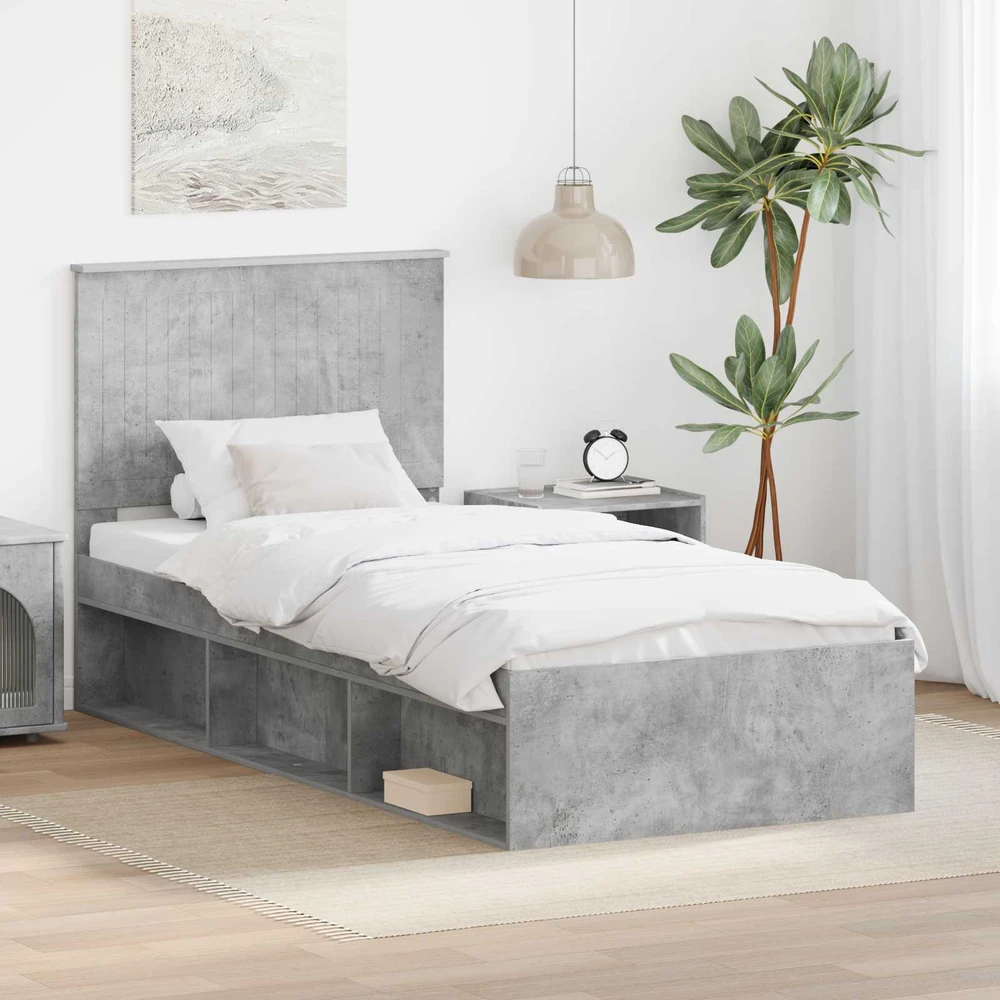 Lova Lovos rėmas Betono pilka 90 x 190 cm Kietos pušies mediena