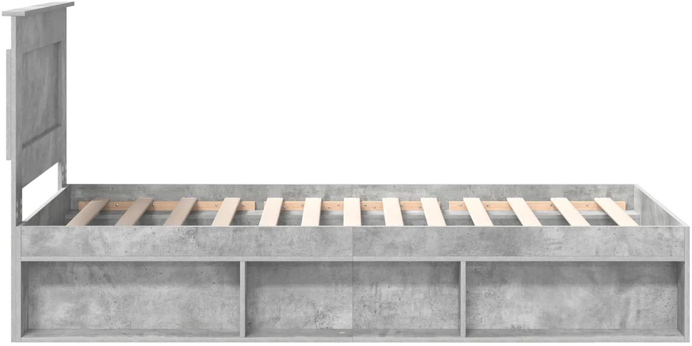 Lova Lovos rėmas Betono pilka 90 x 190 cm Kietos pušies mediena