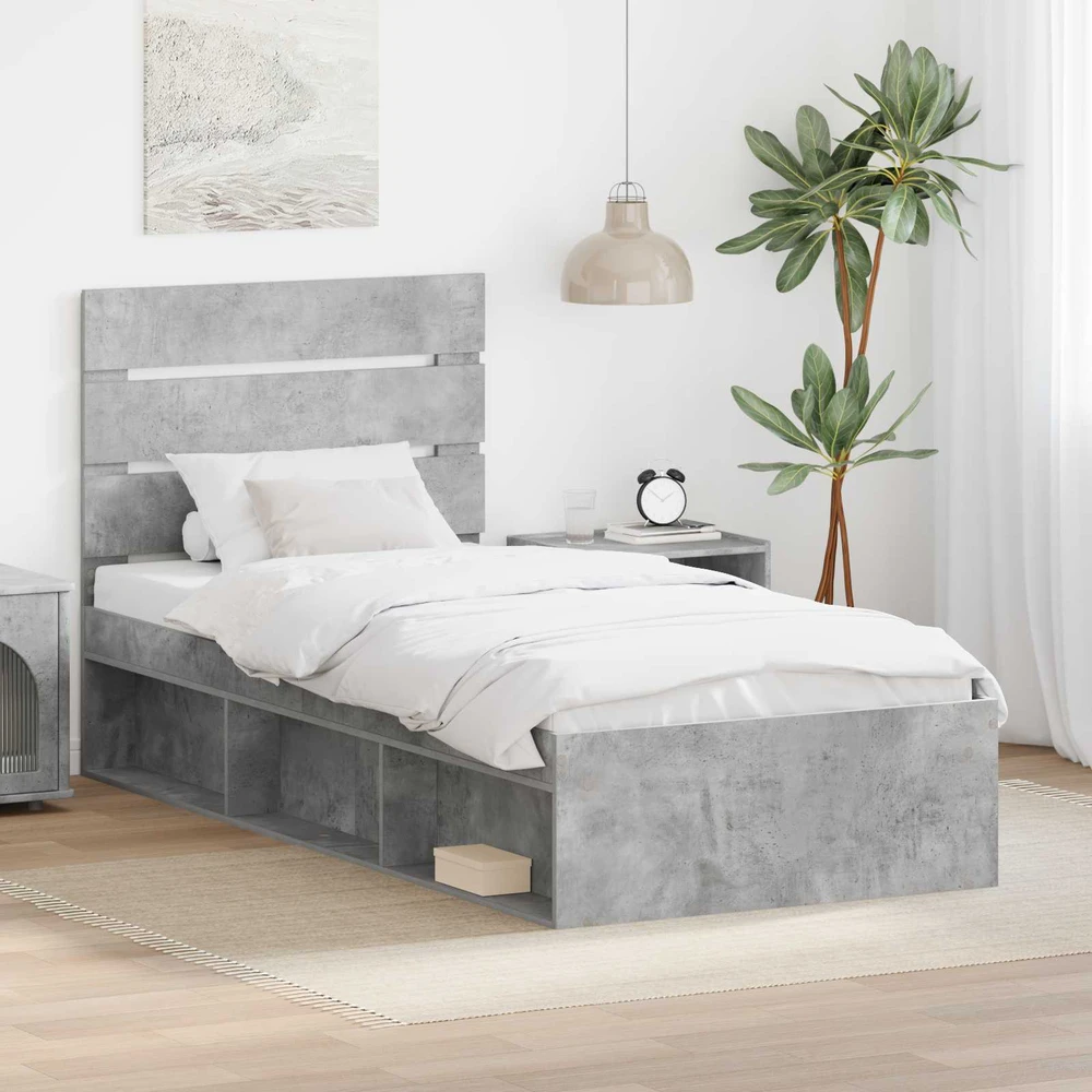 Lova Lovos rėmas Betono pilka 90 x 190 cm Kietos pušies mediena