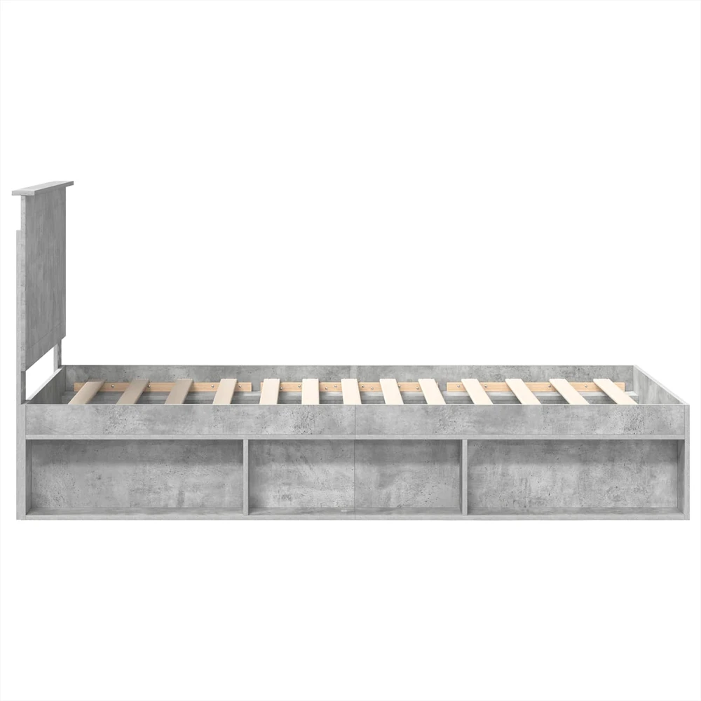 Lova Lovos rėmas Betono pilka 90 x 190 cm Kietos pušies mediena