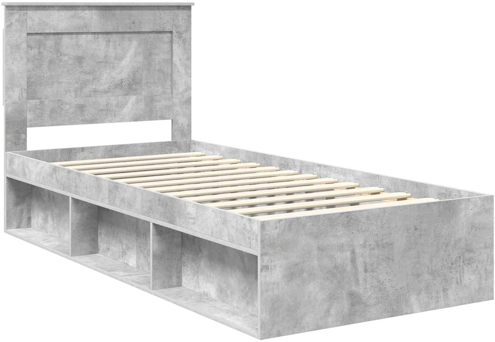 Lova Lovos rėmas Betono pilka 90 x 190 cm Kietos pušies mediena