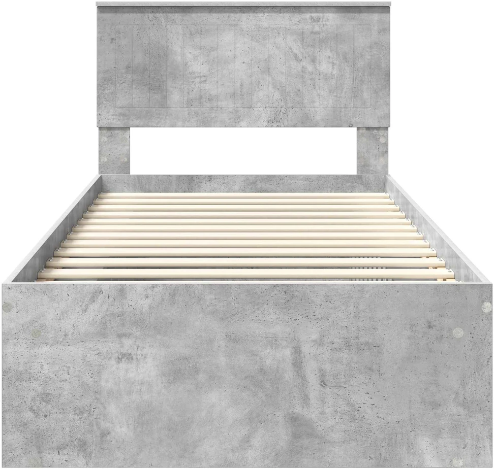 Lova Lovos rėmas Betono pilka 90 x 190 cm Kietos pušies mediena