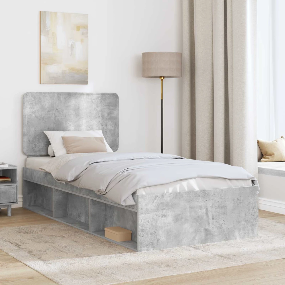 Lova Lovos rėmas Betono pilka 90 x 190 cm Kietos pušies mediena