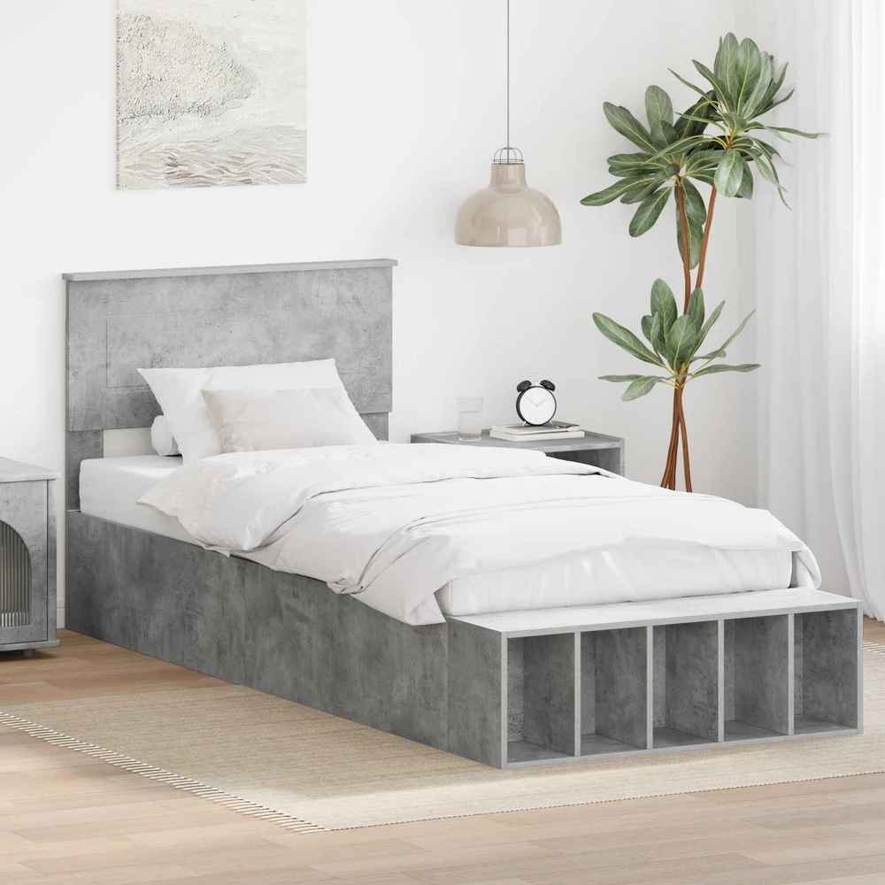 Lova Lovos rėmas Betono pilka 90 x 200 cm Apdirbta mediena