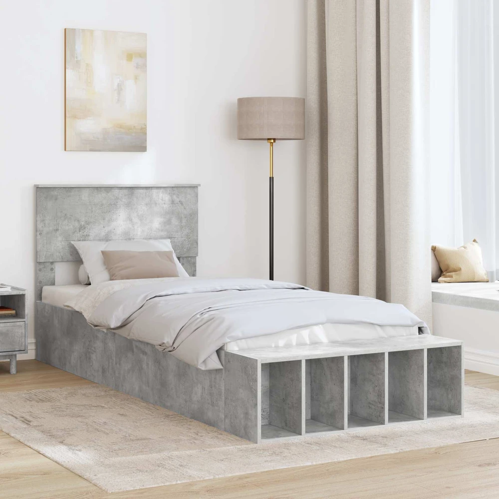 Lova Lovos rėmas Betono pilka 90 x 200 cm Apdirbta mediena