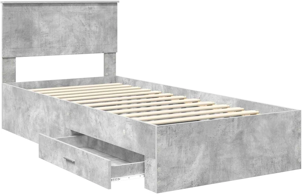 Lova Lovos rėmas Betono pilka 90 x 200 cm Apdirbta mediena