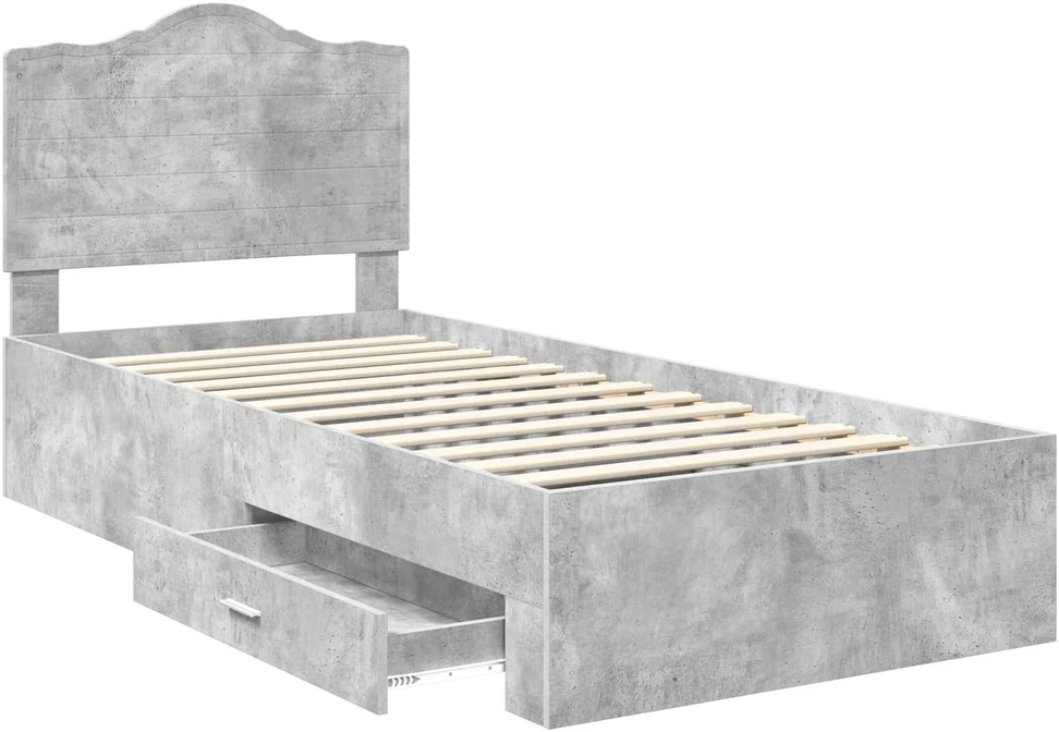 Lova Lovos rėmas Betono pilka 90 x 200 cm Apdirbta mediena