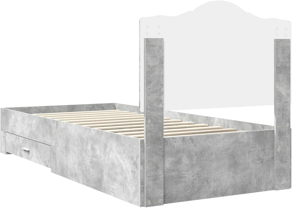 Lova Lovos rėmas Betono pilka 90 x 200 cm Apdirbta mediena