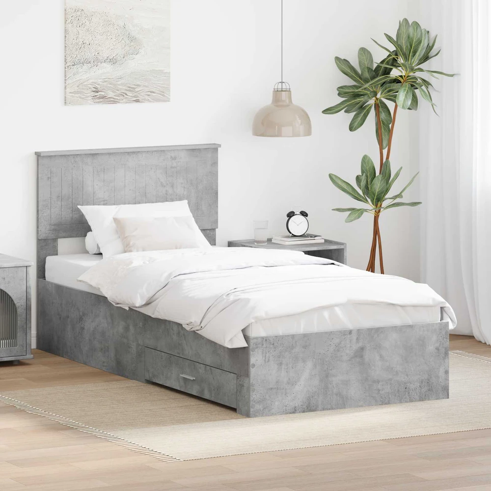 Lova Lovos rėmas Betono pilka 90 x 200 cm Apdirbta mediena