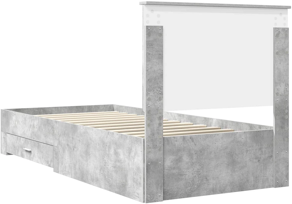 Lova Lovos rėmas Betono pilka 90 x 200 cm Apdirbta mediena