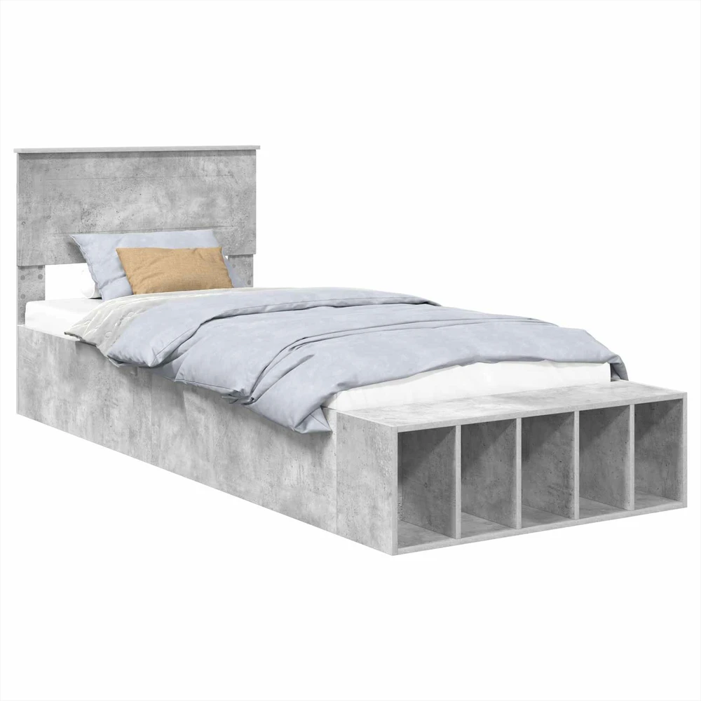 Lova Lovos rėmas Betono pilka 90 x 200 cm Apdirbta mediena