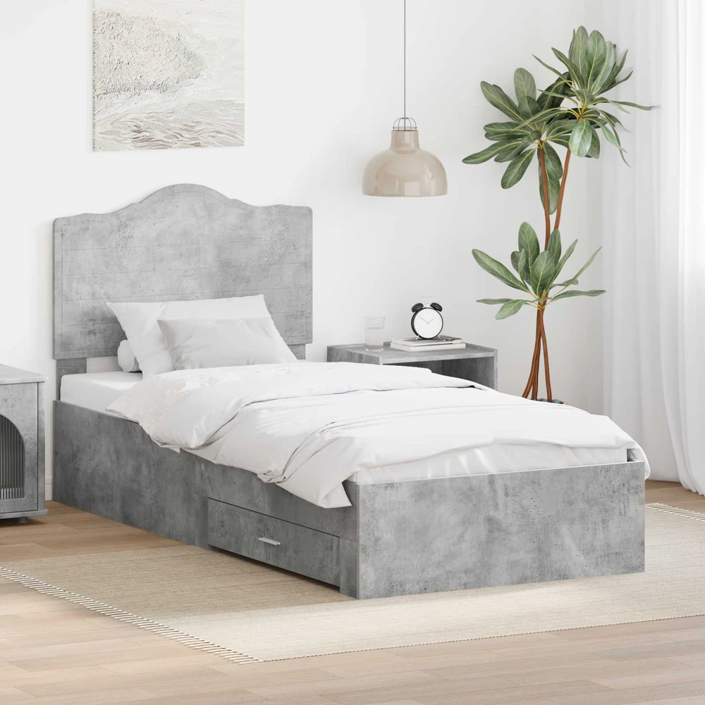 Lova Lovos rėmas Betono pilka 90 x 200 cm Apdirbta mediena