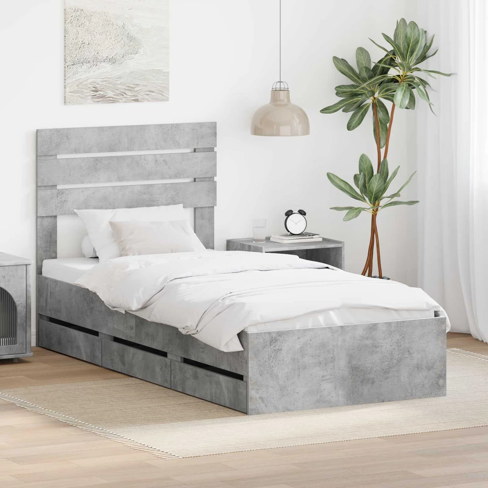 Lova Lovos rėmas Betono pilka 90 x 200 cm Inžinerinė mediena