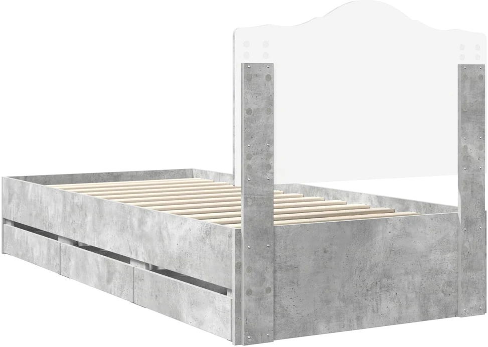 Lova Lovos rėmas Betono Pilka 90 x 200 cm Inžinerinė mediena