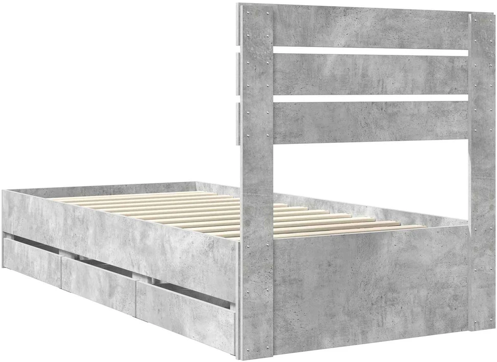 Lova Lovos rėmas Betono pilka 90 x 200 cm Inžinerinė mediena