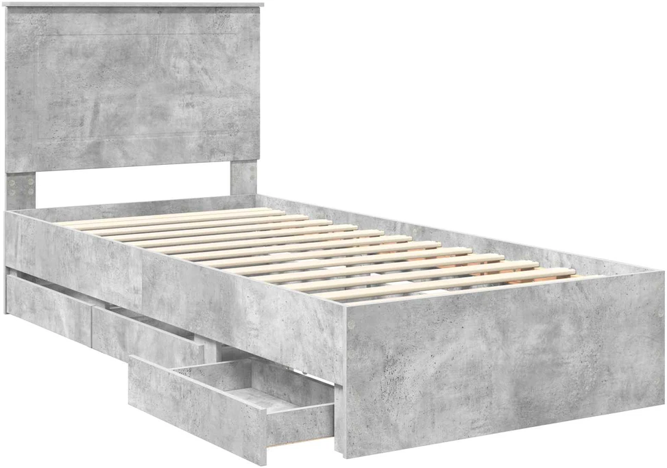 Lova Lovos rėmas Betono pilka 90 x 200 cm Inžinerinė mediena