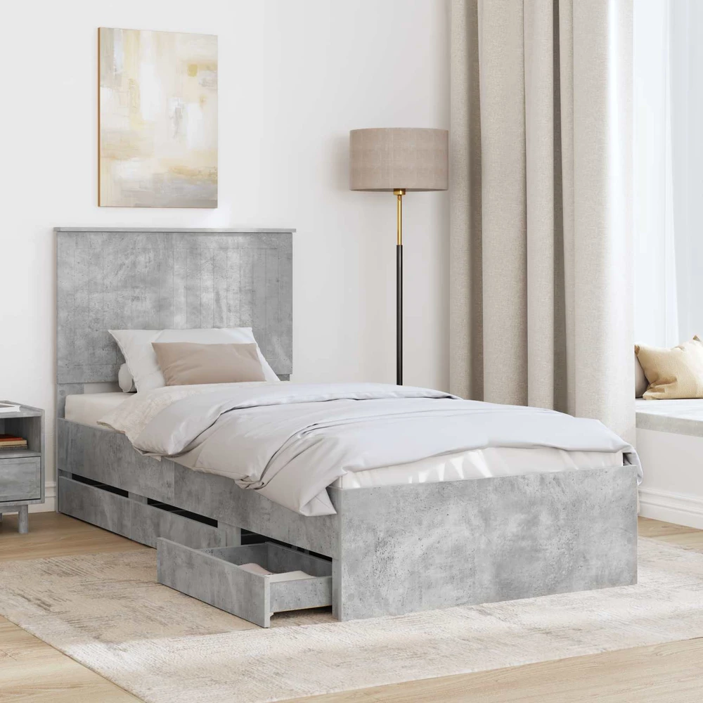 Lova Lovos rėmas Betono pilka 90 x 190 cm Inžinerinė mediena