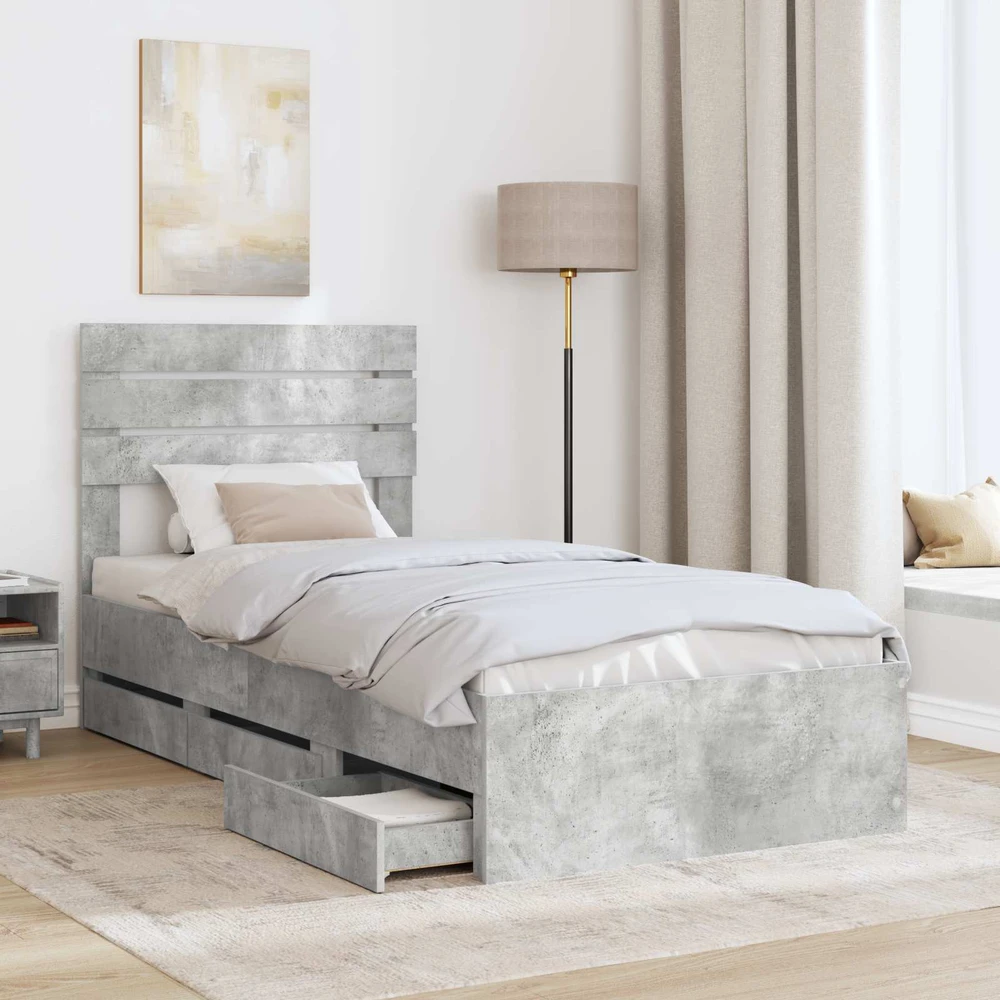 Lova Lovos rėmas Betono pilka 90 x 200 cm Inžinerinė mediena