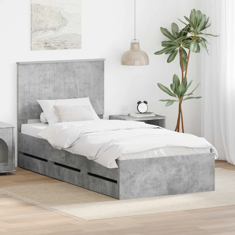 Lova Lovos rėmas Betono pilka 90 x 190 cm Inžinerinė mediena