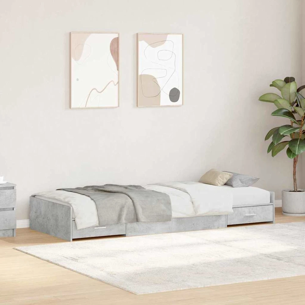 Lova Lovos rėmas Betono pilka 100 x 200 cm Apdirbta mediena