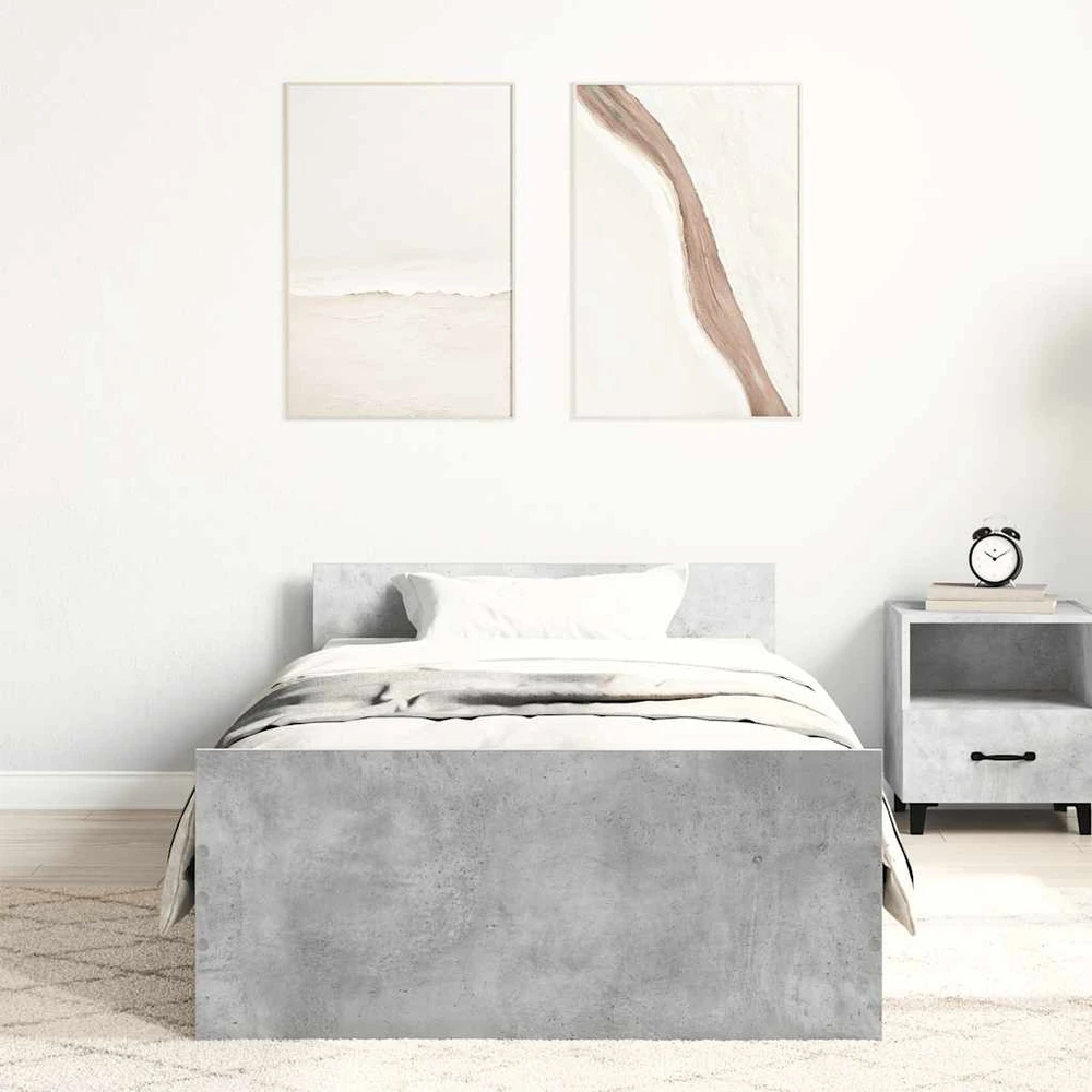 Lovos rėmas, betono pilkos spalvos, 90x190cm, apdirbta mediena