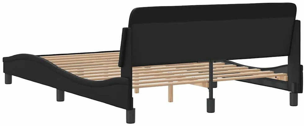 Lova Lovos rėmas Dover, juodas, 135x190 cm, dirbtinė oda