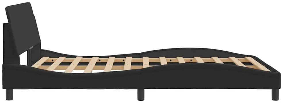 Lovos rėmas su galvūgaliu, juodos, 140x190 cm, dirbtinė oda