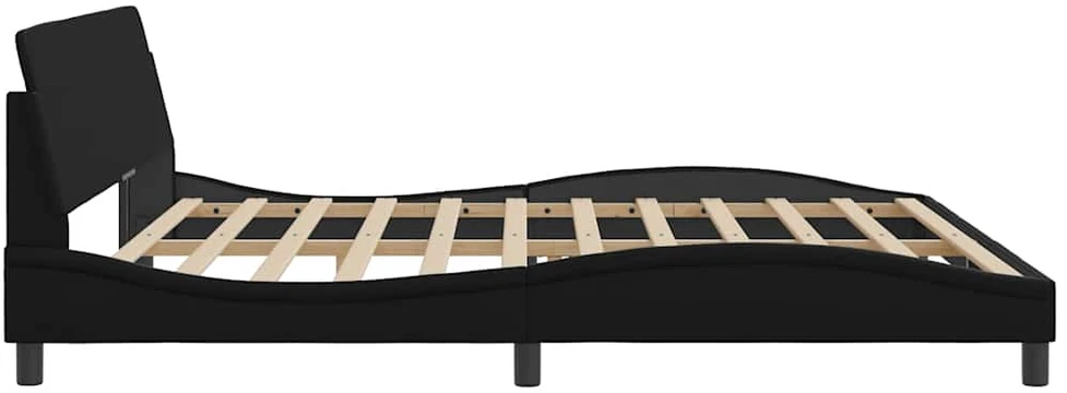 Lovos rėmas su galvūgaliu, juodos, 200x200 cm, dirbtinė oda