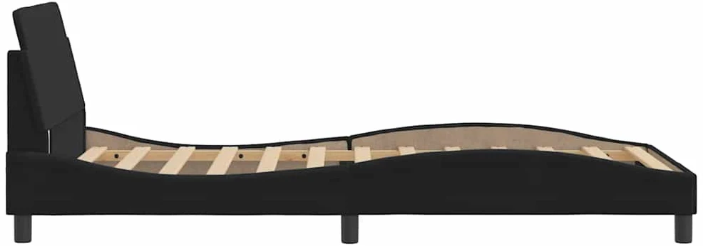 Lovos rėmas su galvūgaliu, juodos spalvos, 100x200 cm, aksomas