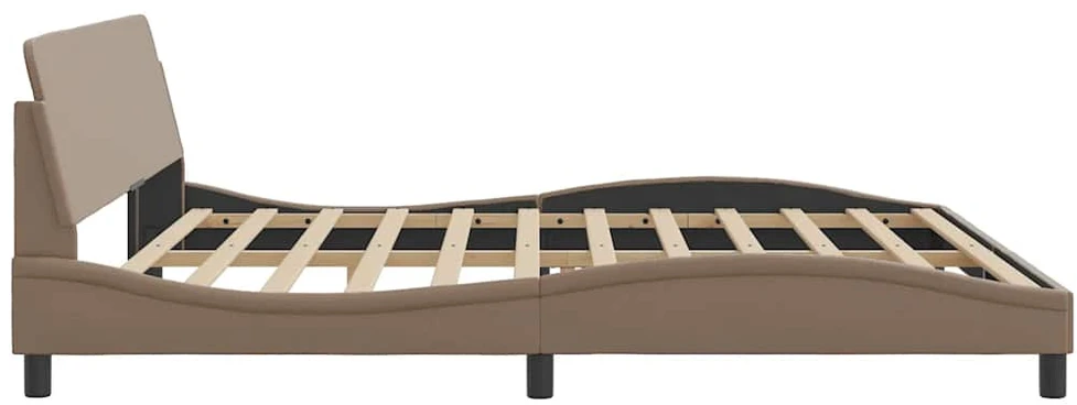 Lovos rėmas su galvūgaliu, kapučino, 200x200 cm, dirbtinė oda