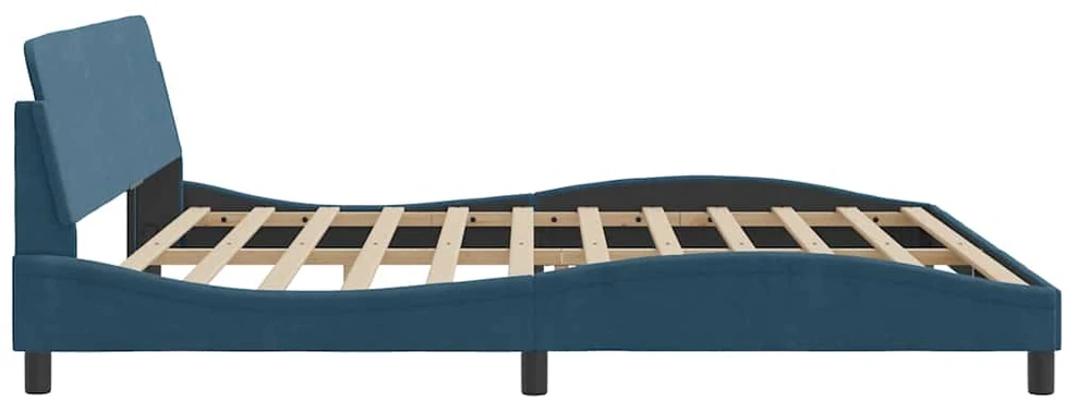 Lovos rėmas su galvūgaliu, mėlynos spalvos, 200x200cm, aksomas
