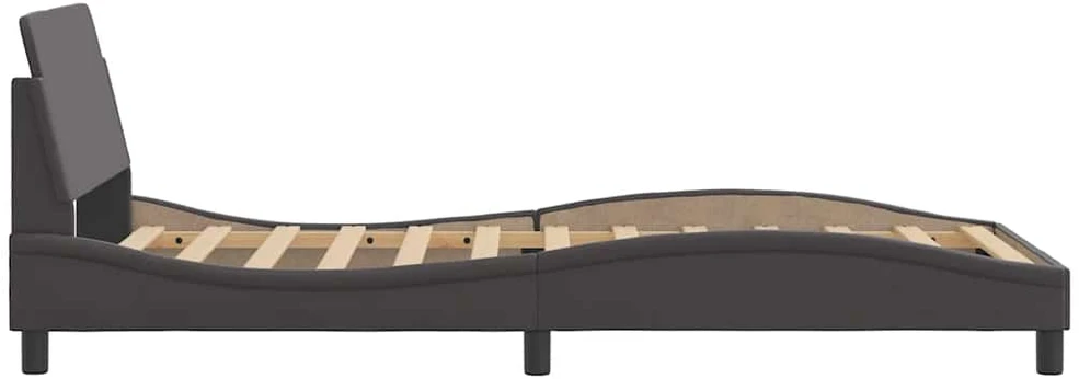 Lovos rėmassu galvūgaliu, pilkos, 100x200cm, dirbtinė oda