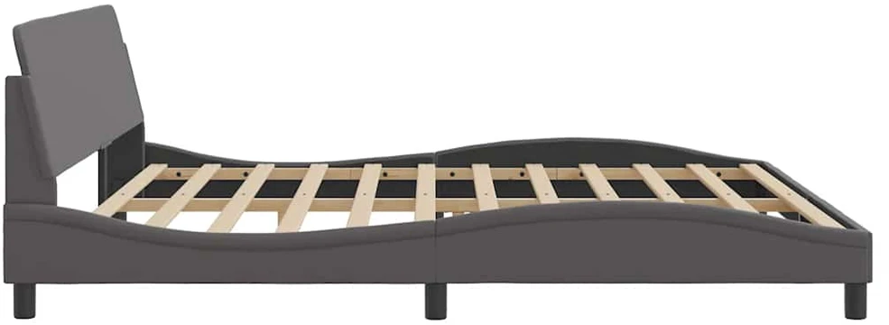 Lovos rėmassu galvūgaliu, pilkos, 200x200 cm, dirbtinė oda
