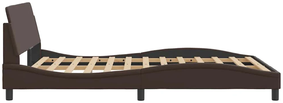 Lovos rėmas su galvūgaliu, ruda, 120 x 200 cm, dirbtinė oda