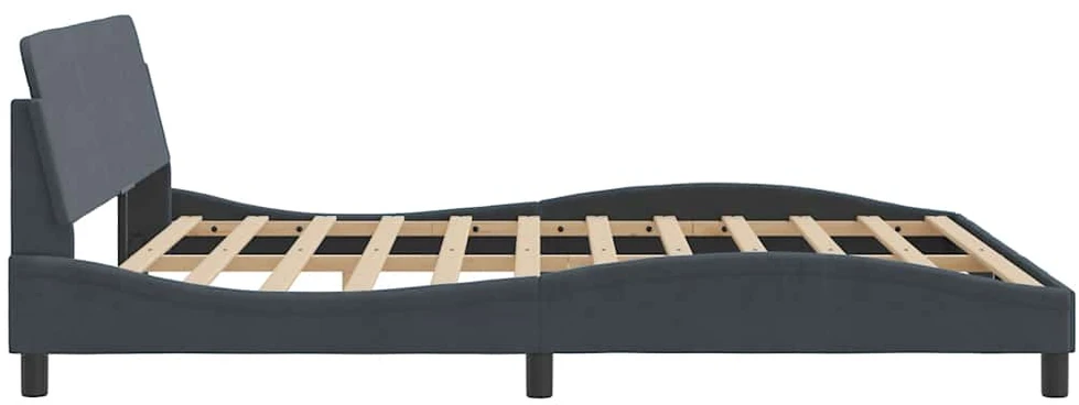 Lovos rėmas su galvūgaliu, tamsiai pilkas, 180x200 cm, aksomas