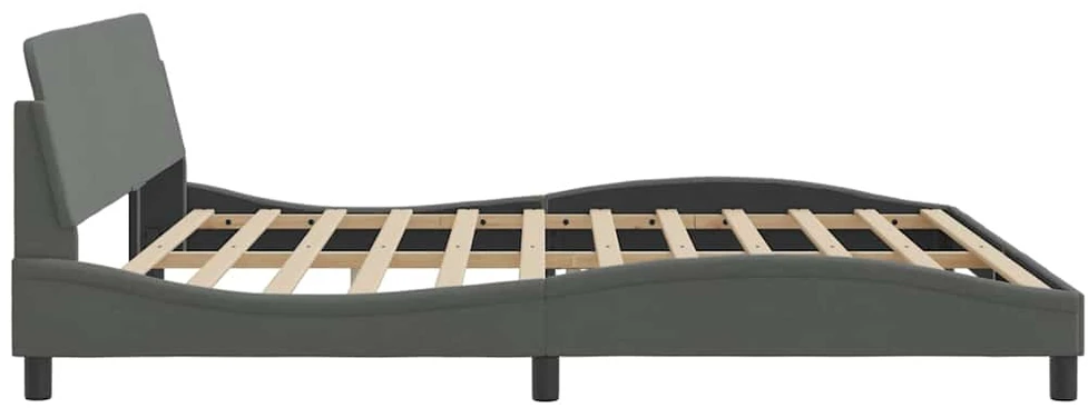 Lovos rėmas su galvūgaliu, tamsiai pilkas, 200x200 cm, audinys
