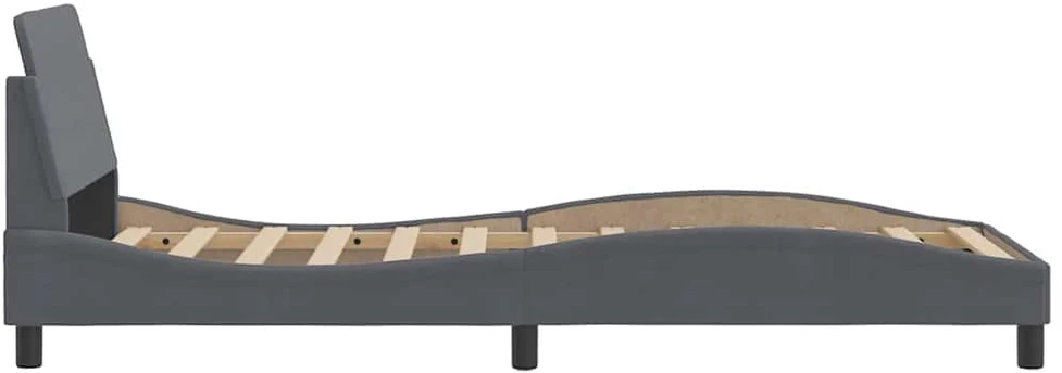 Lovos rėmas su galvūgaliu, tamsiai pilkas, 90x200 cm, aksomas