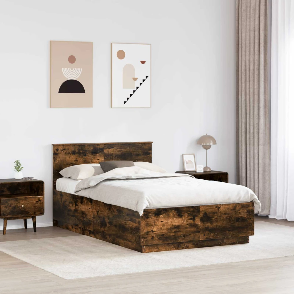 Lova Lovos rėmas Dūminio ąžuolo 120 x 190 cm Apdirbta mediena