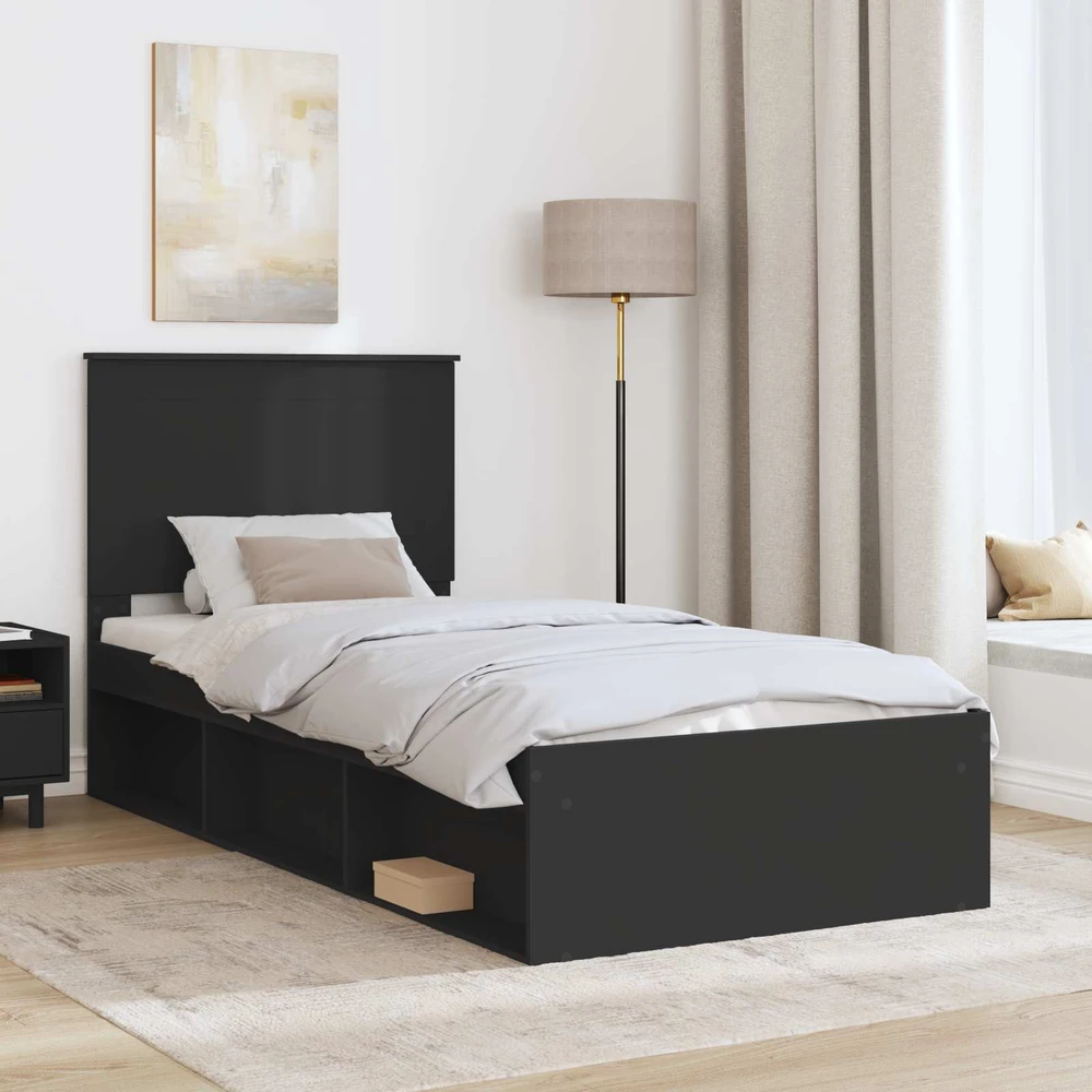 Lova Lovos rėmas Juoda 100 x 200 cm Kietos pušies mediena