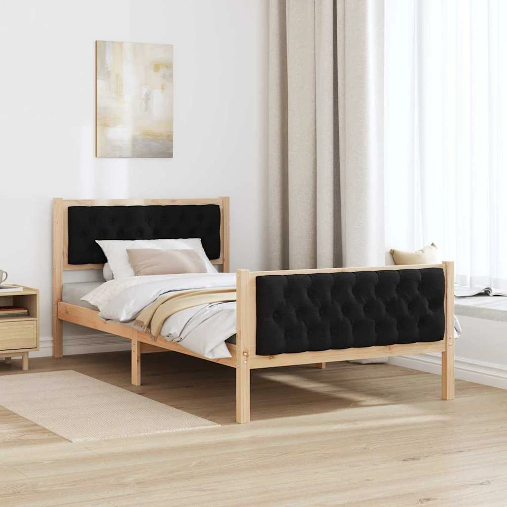 Lova Lovos rėmas Juoda 100 x 200 cm Kietos pušies mediena