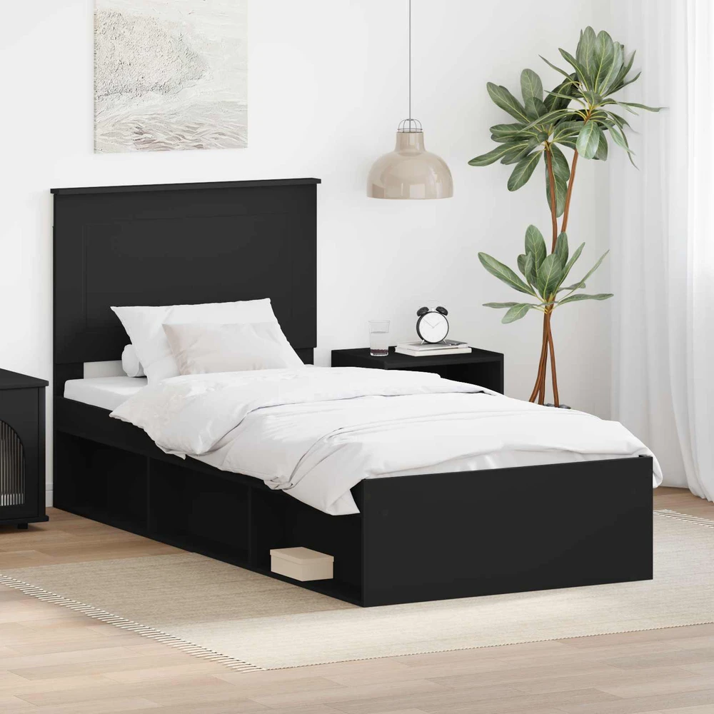 Lova Lovos rėmas Juoda 100 x 200 cm Kietos pušies mediena